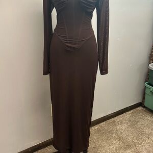 Brown Long Sleeve Dress